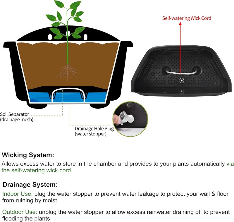 ORIMERC 9.8 Inches Self Watering Wall Planters for Indoor Plants, Railing Planters Balcony Planters Wall Hanging Planters, Lightweight, Dark Coffee (Pack of 8) - Image 4
